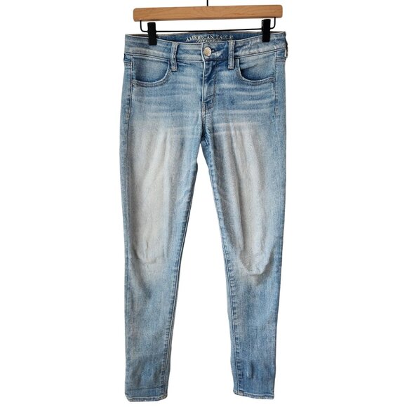 American Eagle Jegging Super Super Stretch Skinny Jeans Light Wash Women's 4 - Picture 1 of 9